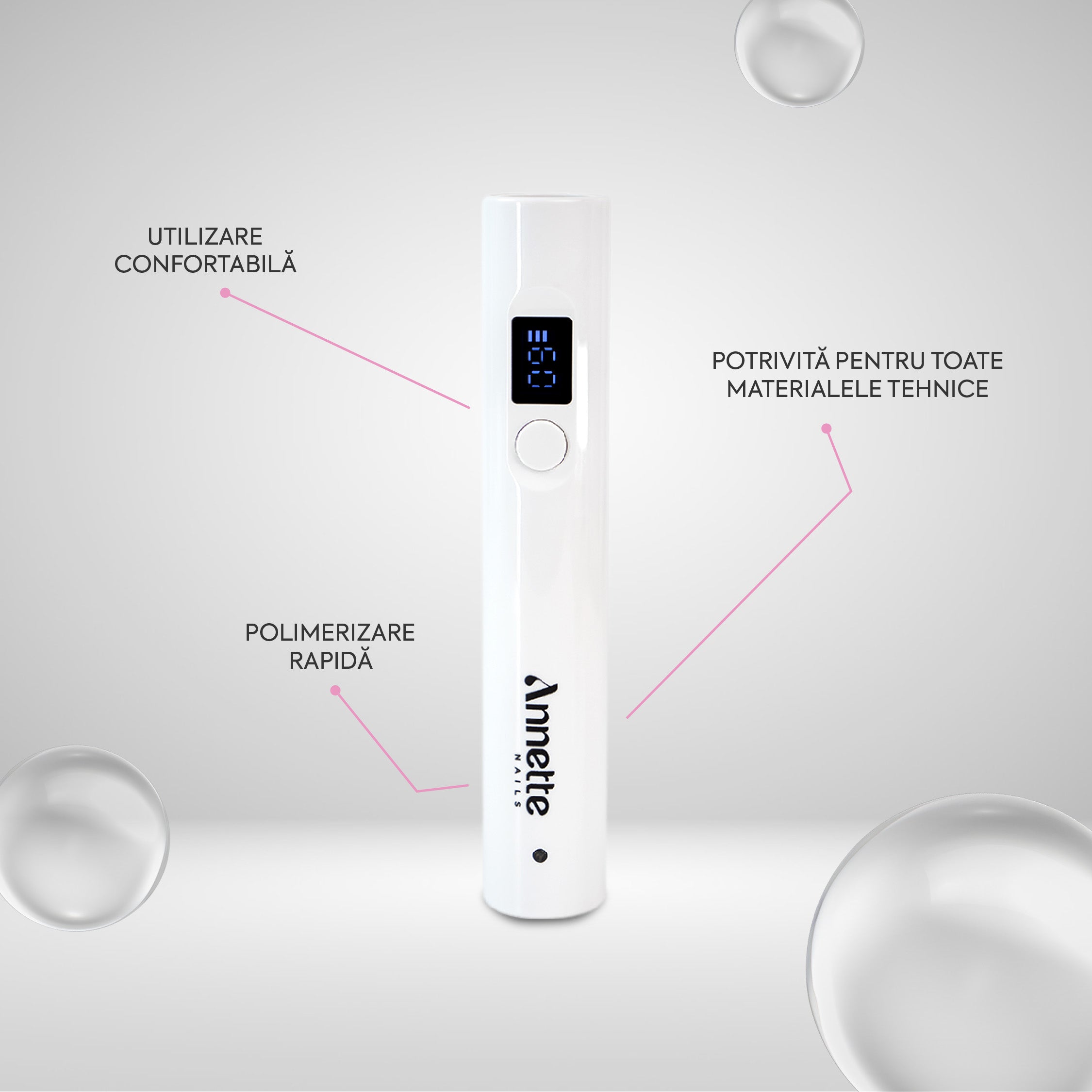 Lampa UV Mini Annette Nails cu Suport Detasabil, 9W