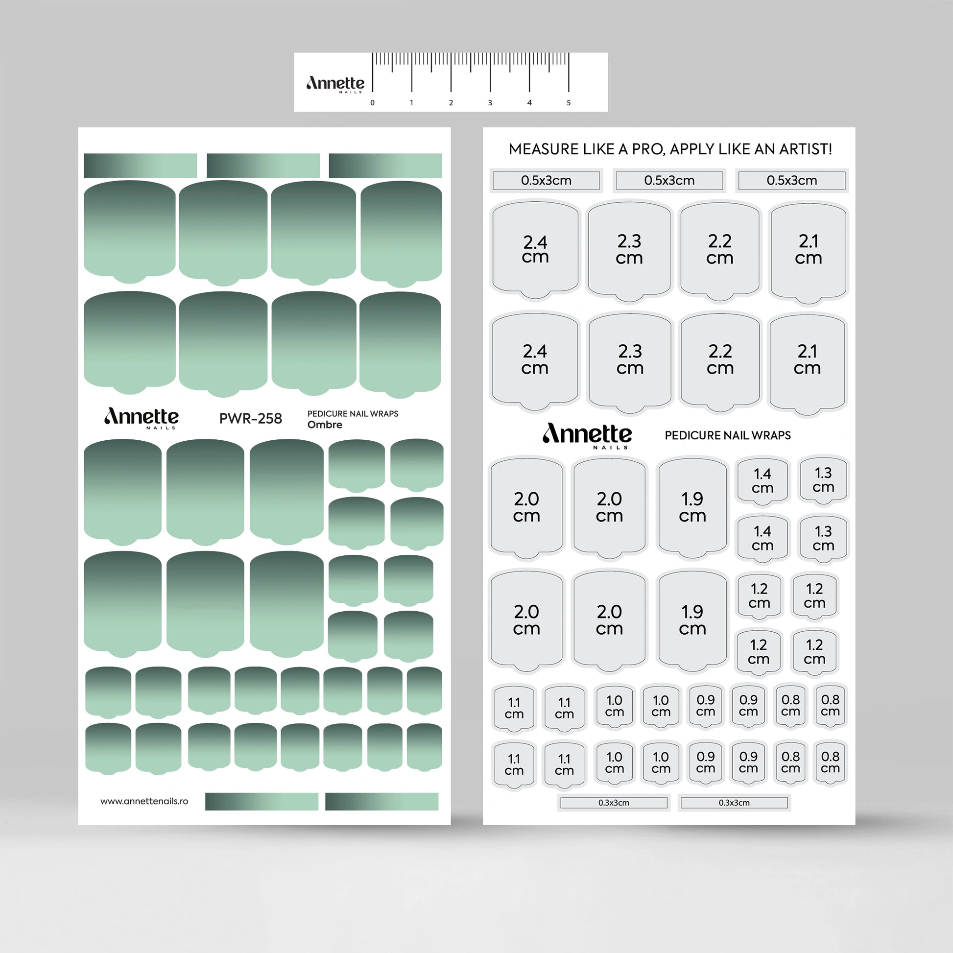 Nail Wraps Pedichiura Ombre 258 Annette Nails PWR-258