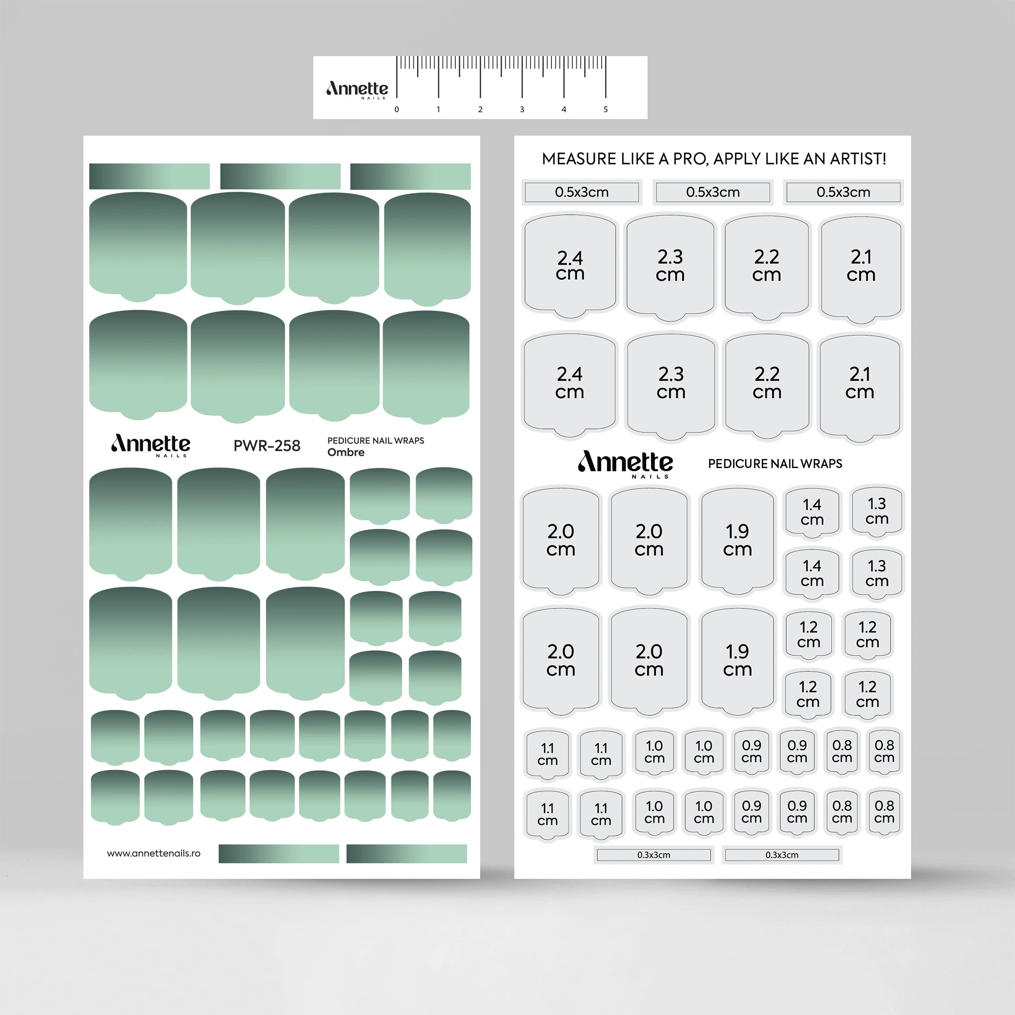 Nail Wraps Pedichiura Ombre 258 Annette Nails PWR-258
