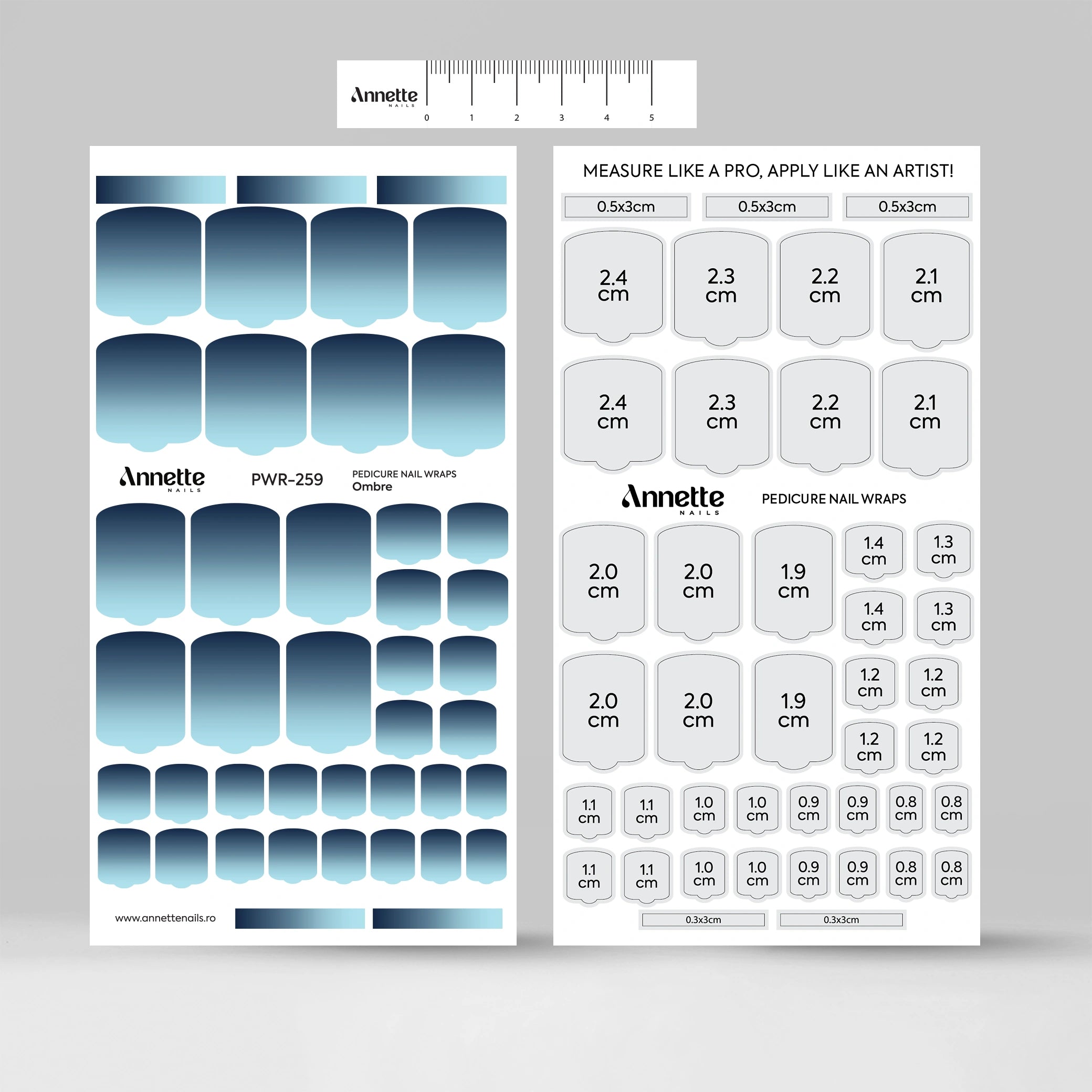 Nail Wraps Pedichiura Ombre 259 Annette Nails PWR-259