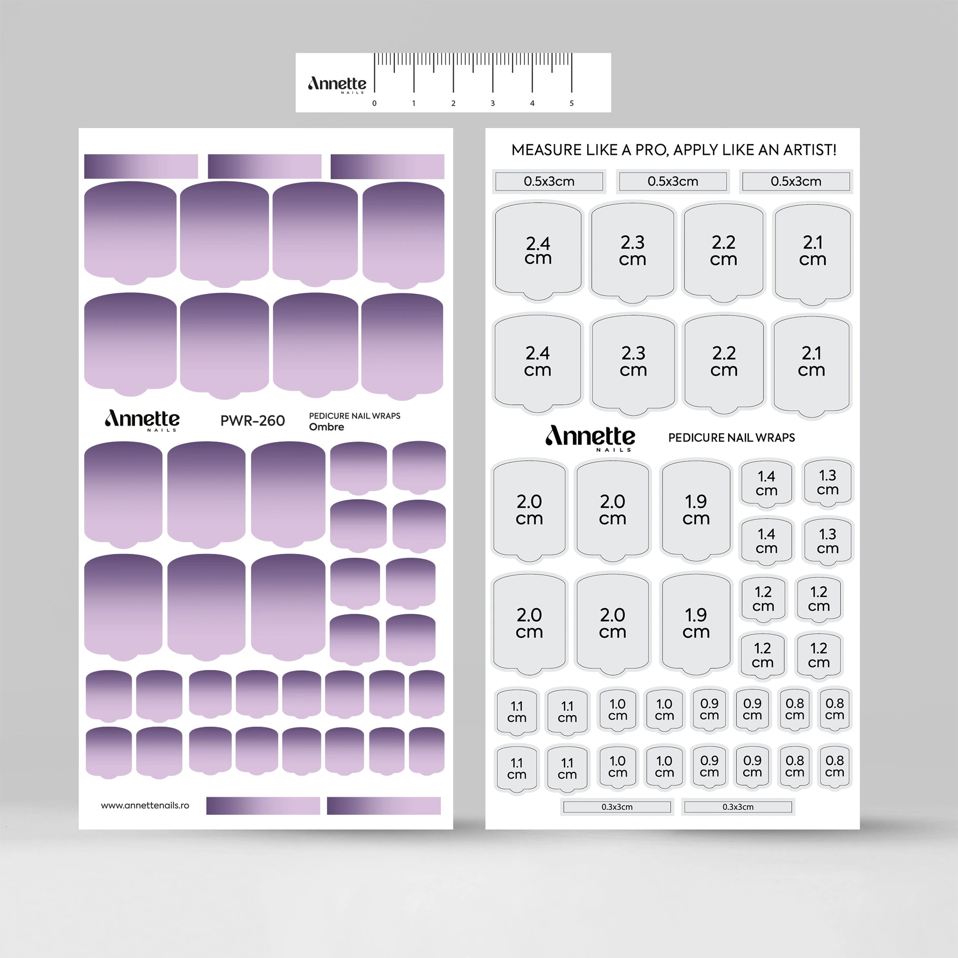 Nail Wraps Pedichiura Ombre 260 Annette Nails PWR-260