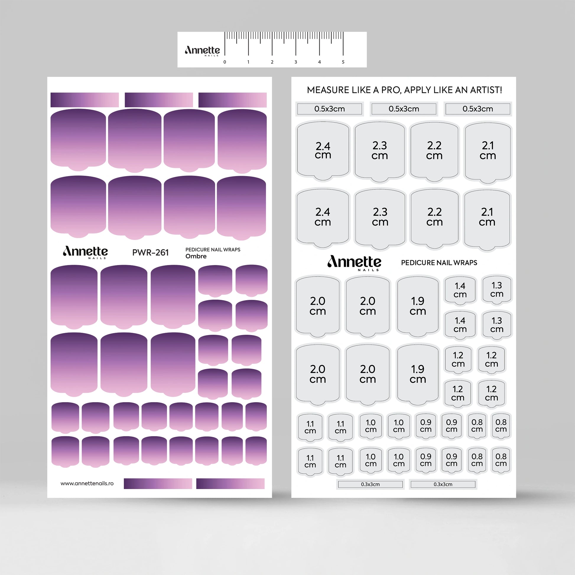 Nail Wraps Pedichiura Ombre 261 Annette Nails PWR-261