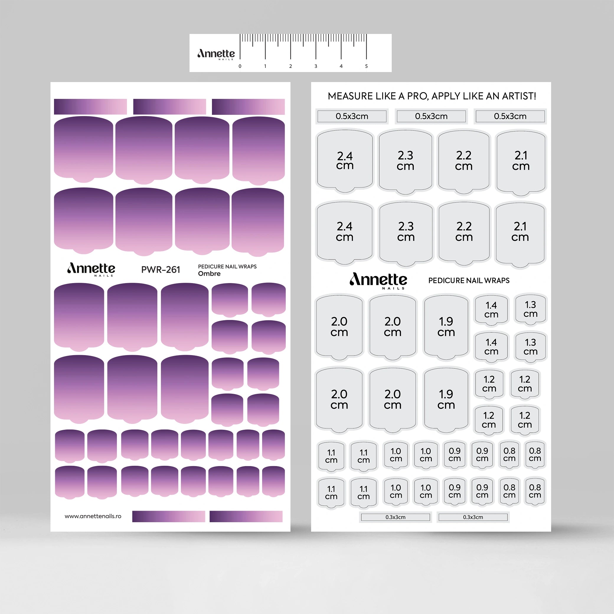 Nail Wraps Pedichiura Ombre 261 Annette Nails PWR-261