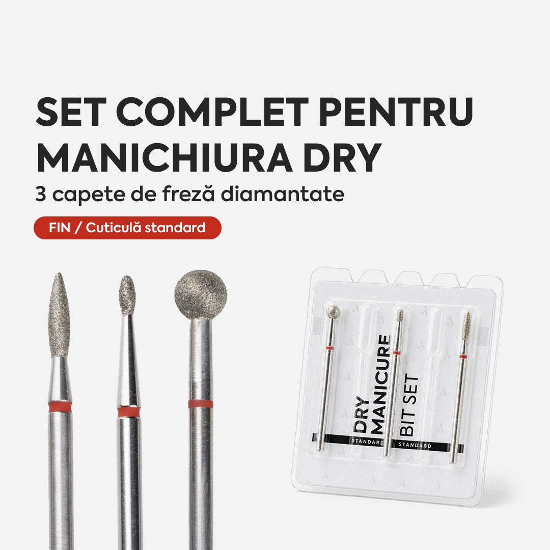 Kit Manichiura 3 Capete Freza Cuticula Standard Rosu Annette Nails SET-BIT-03
