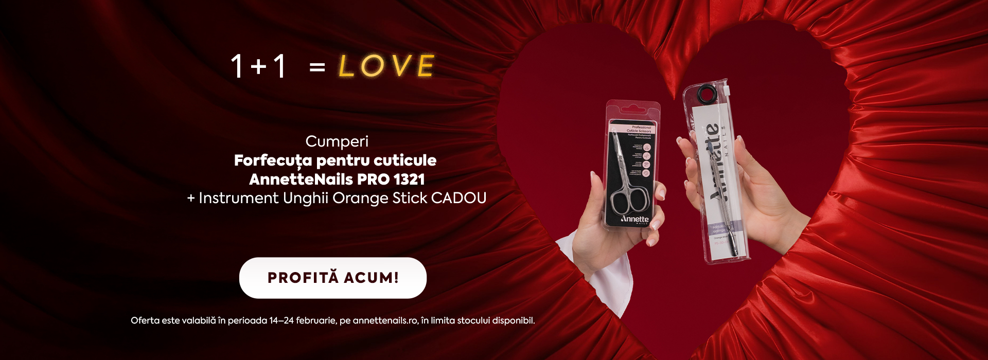 1+1 = LOVE pentru kitul tău: Cumperi Forfecuța pentru cuticule AnnetteNails PRO 1321 și primești Pusher Orange Stick CADOU