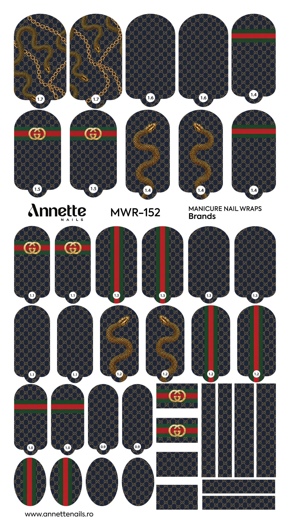 Nail Wraps Manichiura Brands 152 Annette Nails MWR-152
