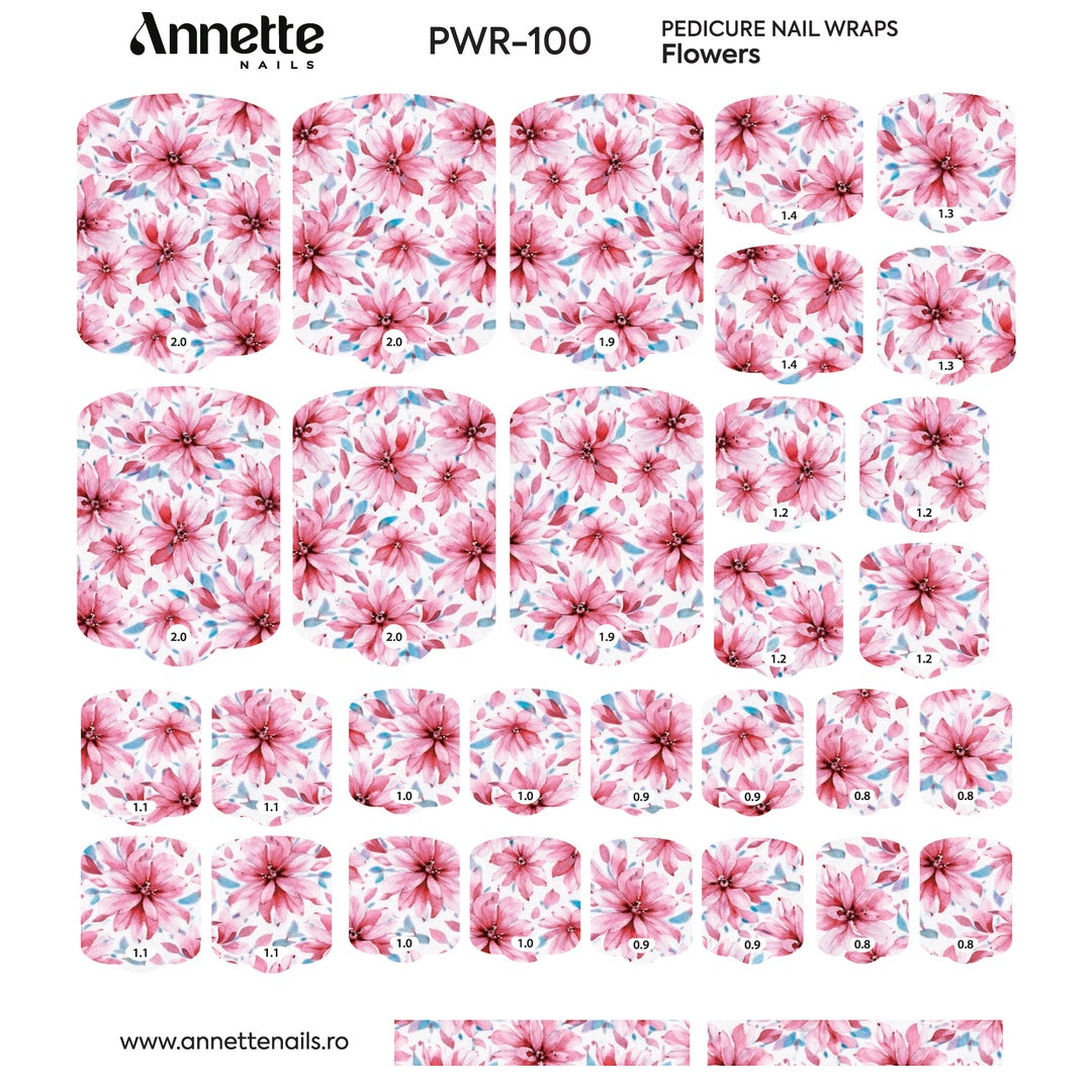 Nail Wraps Pedichiura Flowers 100 Annette Nails PWR-100