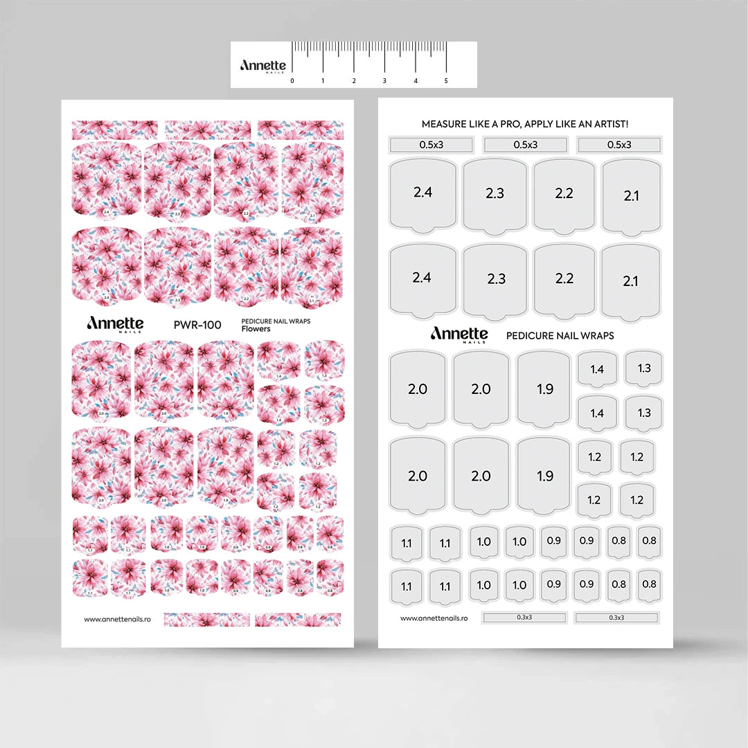 Nail Wraps Pedichiura Flowers 100 Annette Nails PWR-100