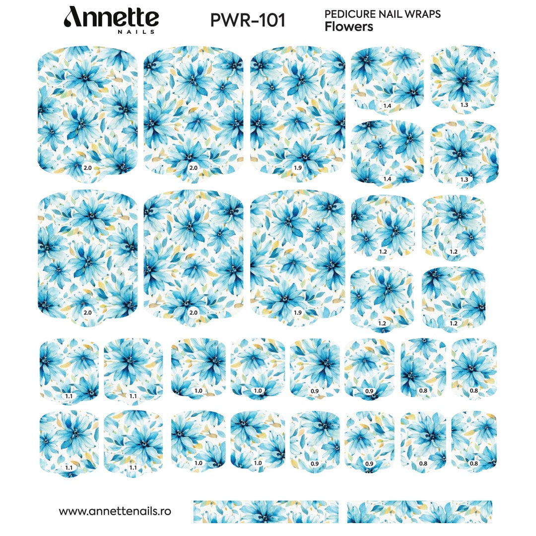 Nail Wraps Pedichiura Flowers 101 Annette Nails PWR-101