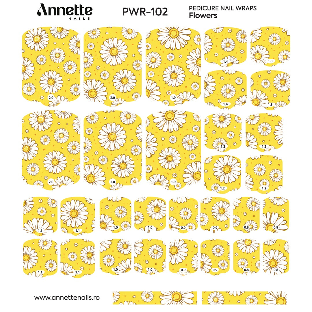 Nail Wraps Pedichiura Flowers 102 Annette Nails PWR-102