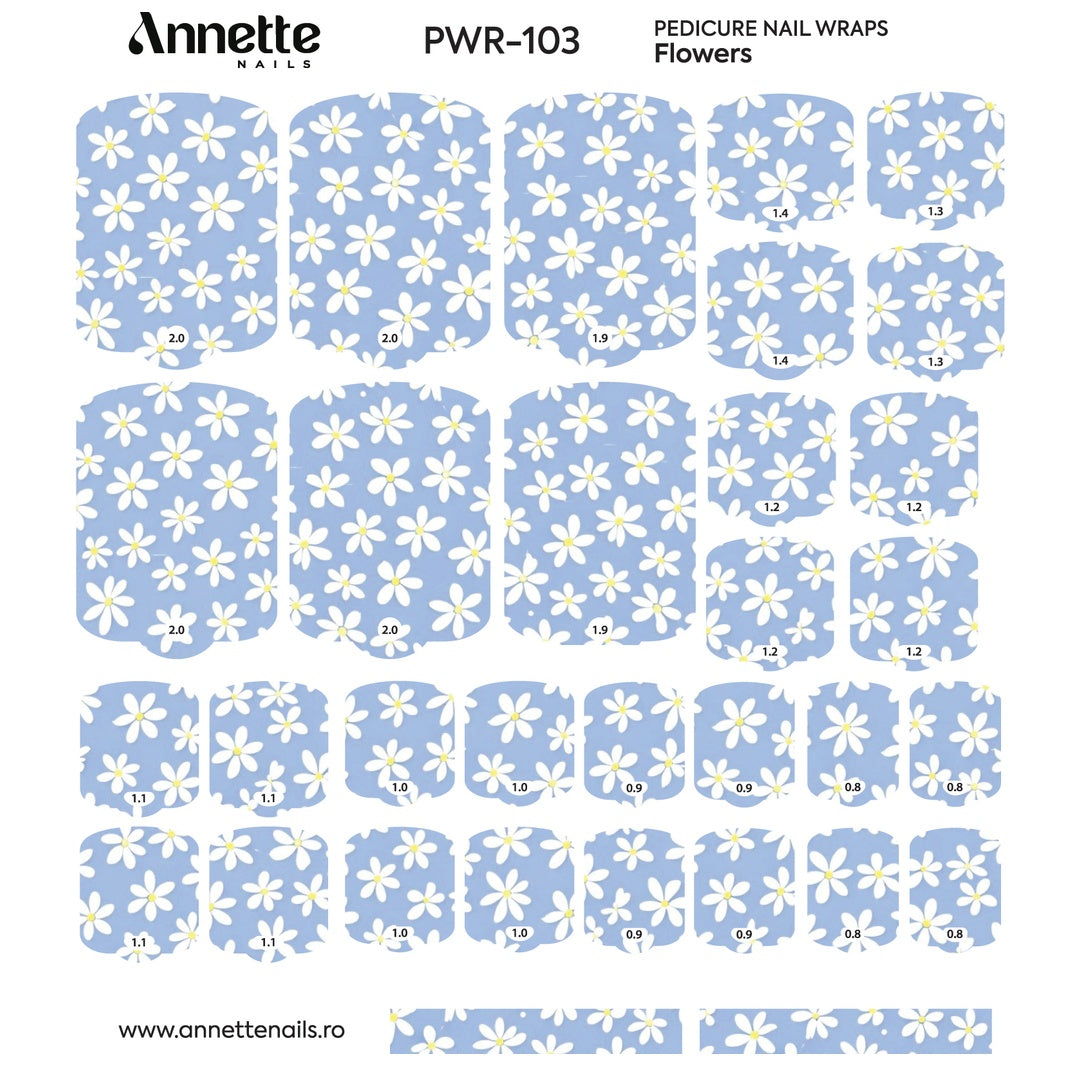 Nail Wraps Pedichiura Flowers 103 Annette Nails PWR-103