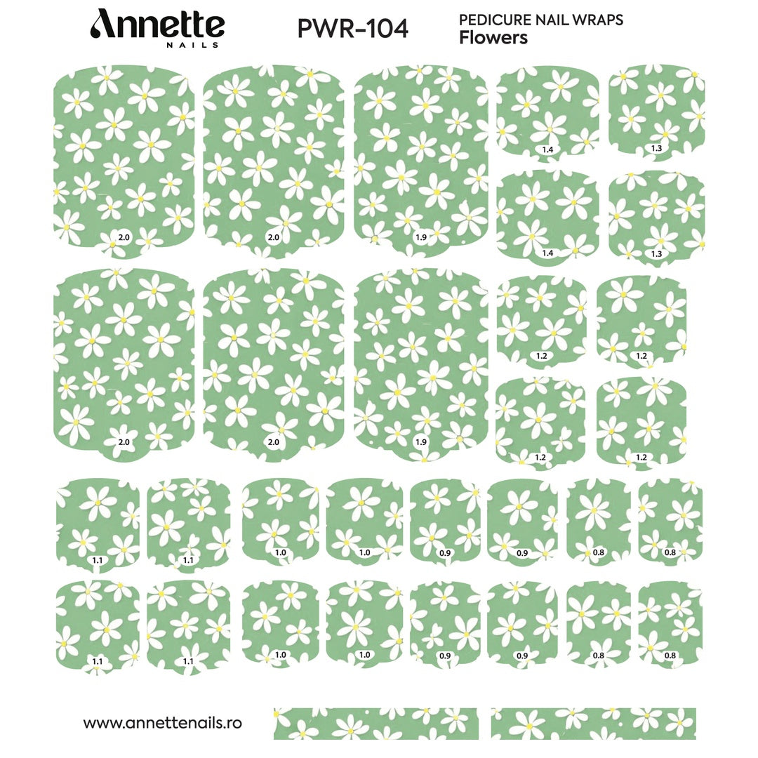 Nail Wraps Pedichiura Flowers 104 Annette Nails PWR-104