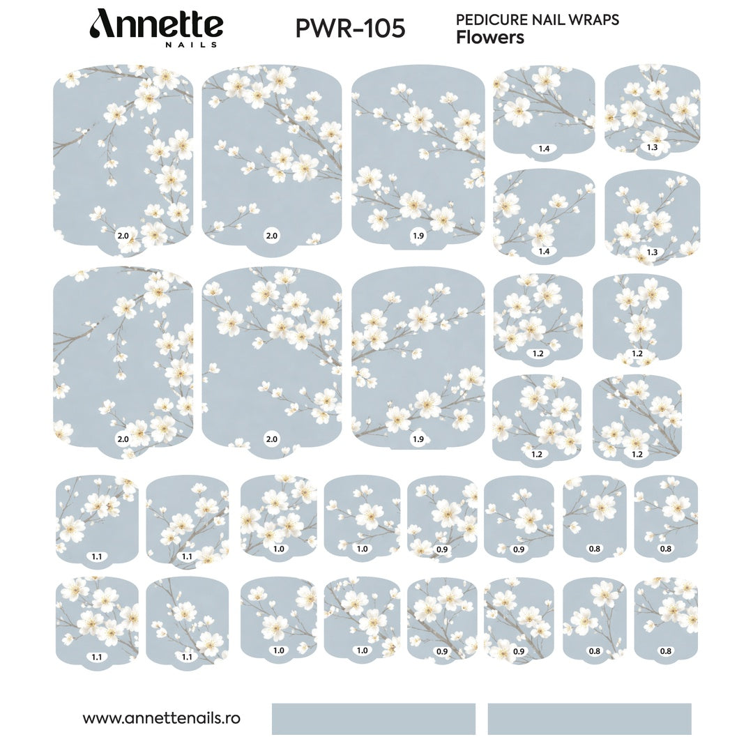 Nail Wraps Pedichiura Flowers 105 Annette Nails PWR-105