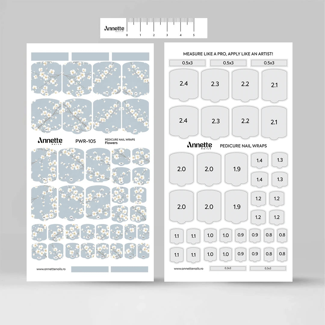 Nail Wraps Pedichiura Flowers 105 Annette Nails PWR-105