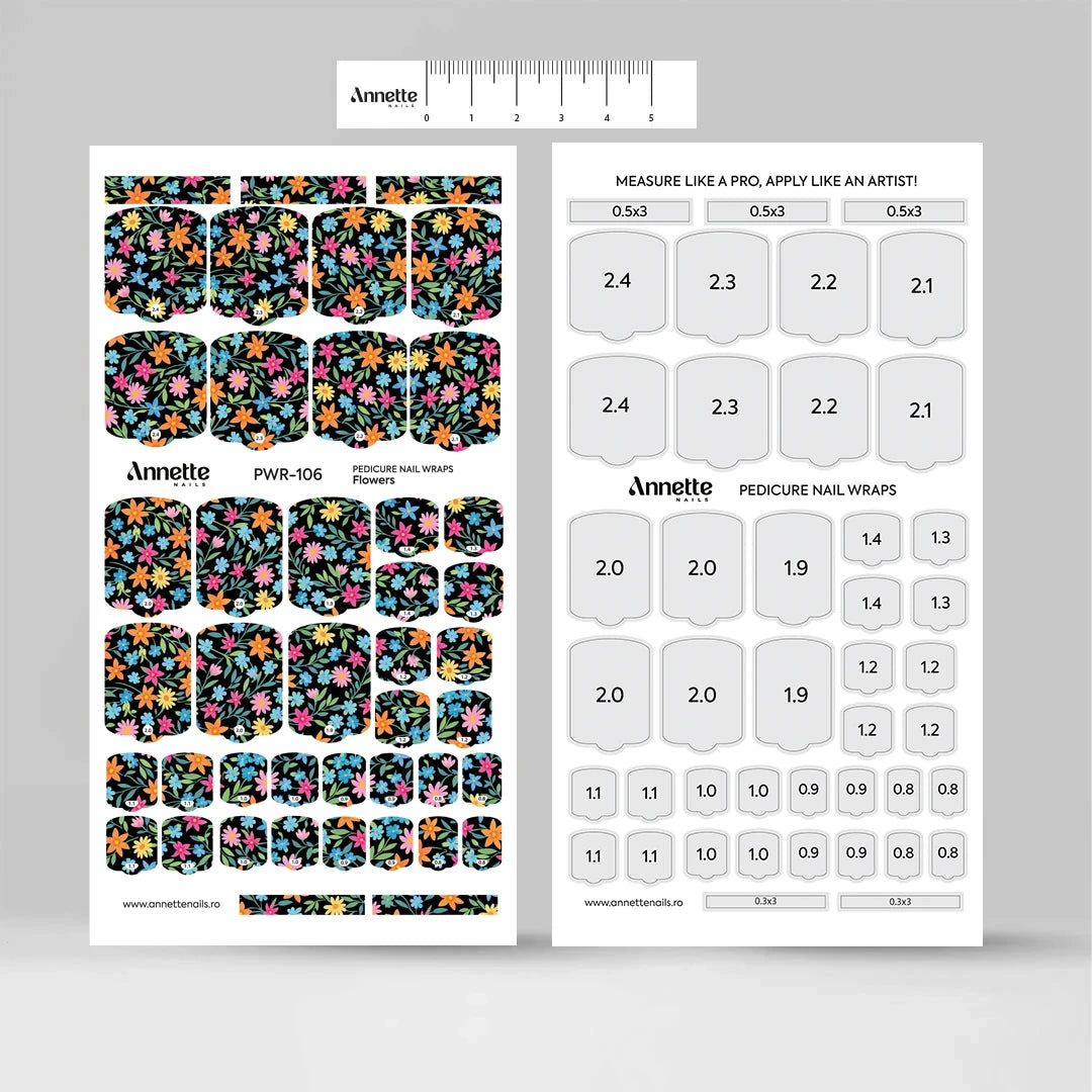 Nail Wraps Pedichiura Flowers 106 Annette Nails PWR-106
