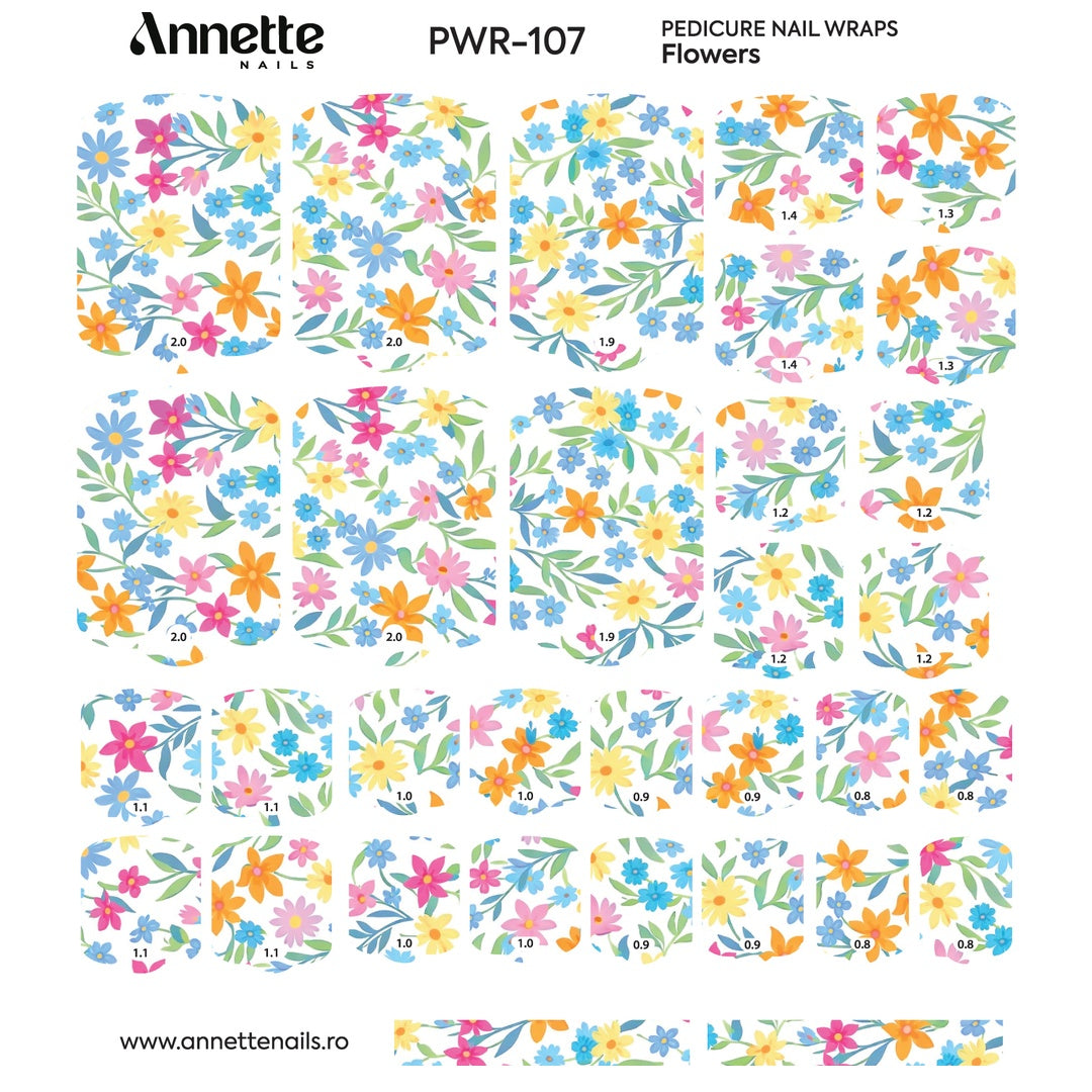 Nail Wraps Pedichiura Flowers 107 Annette Nails PWR-107