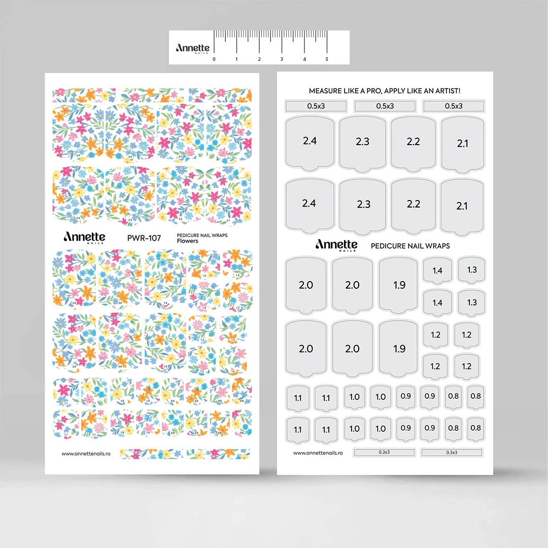 Nail Wraps Pedichiura Flowers 107 Annette Nails PWR-107