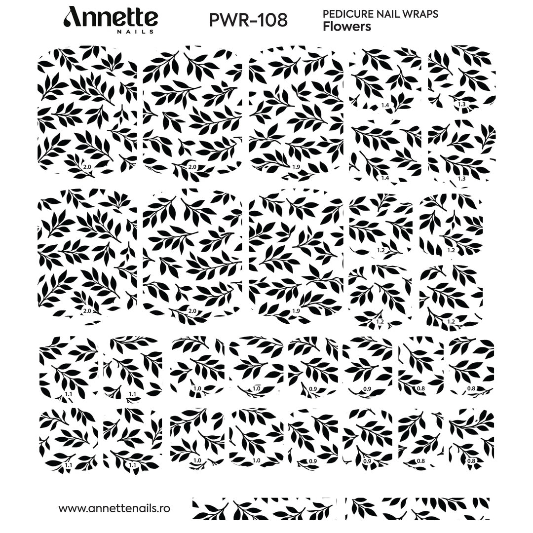 Nail Wraps Pedichiura Flowers 108 Annette Nails PWR-108
