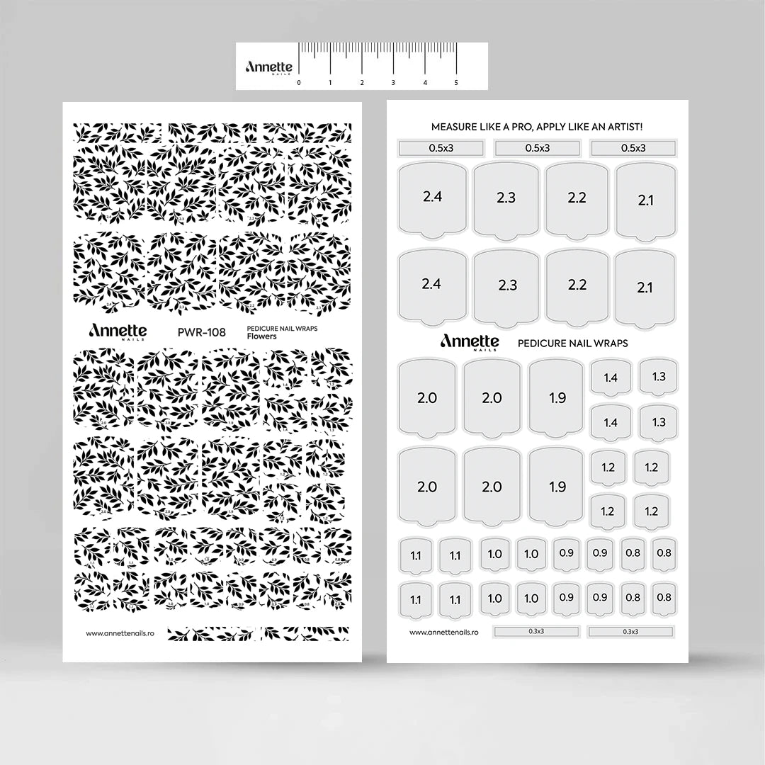Nail Wraps Pedichiura Flowers 108 Annette Nails PWR-108