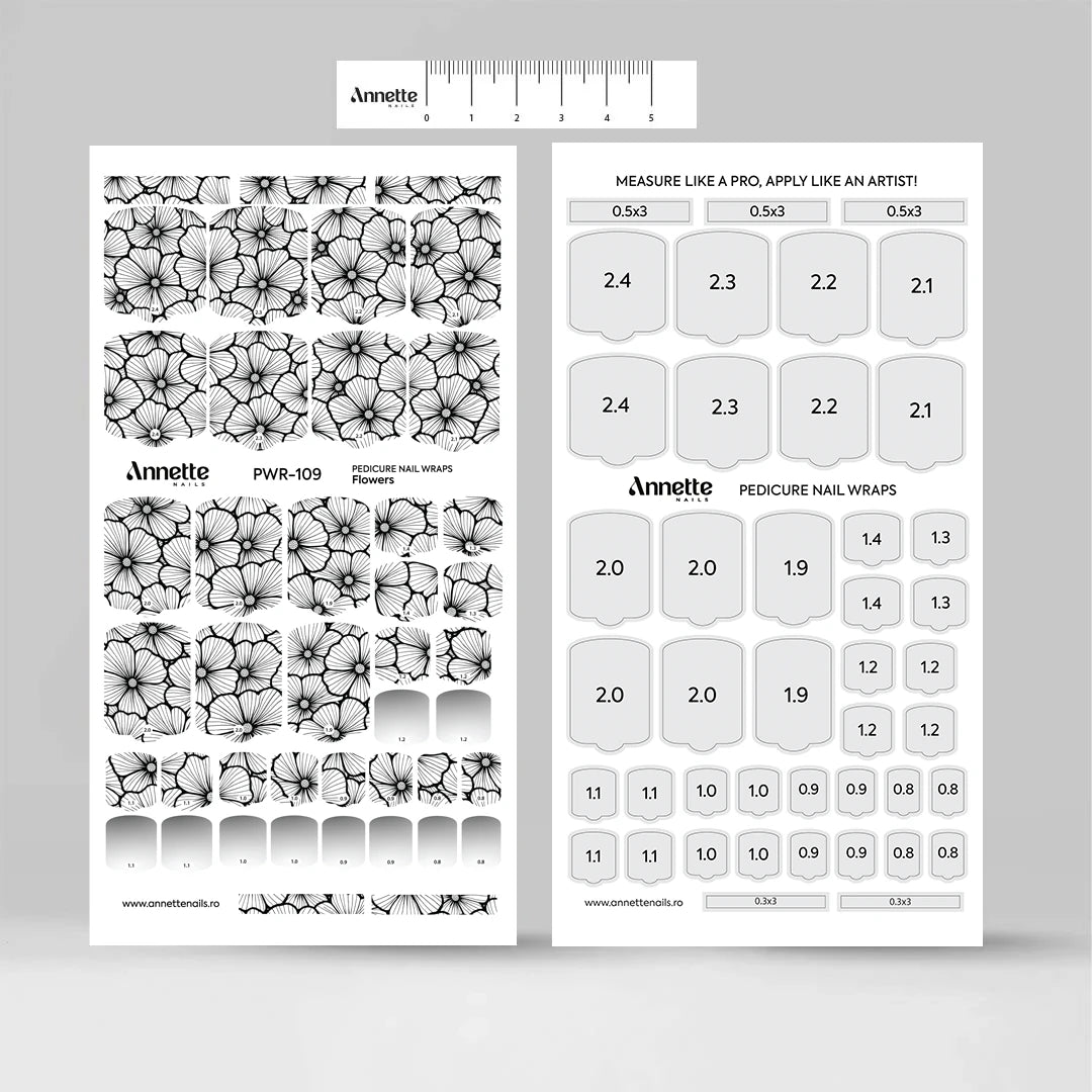 Nail Wraps Pedichiura Flowers 109 Annette Nails PWR-109