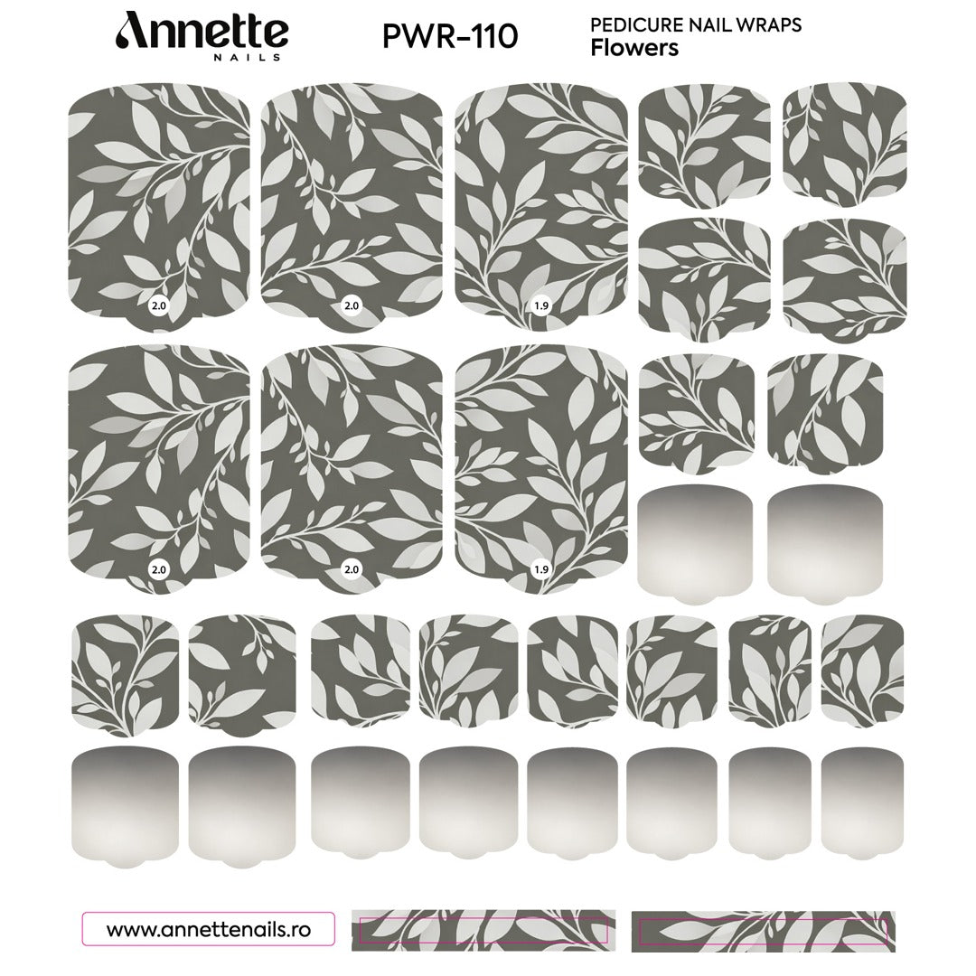 Nail Wraps Pedichiura Flowers 110 Annette Nails PWR-110