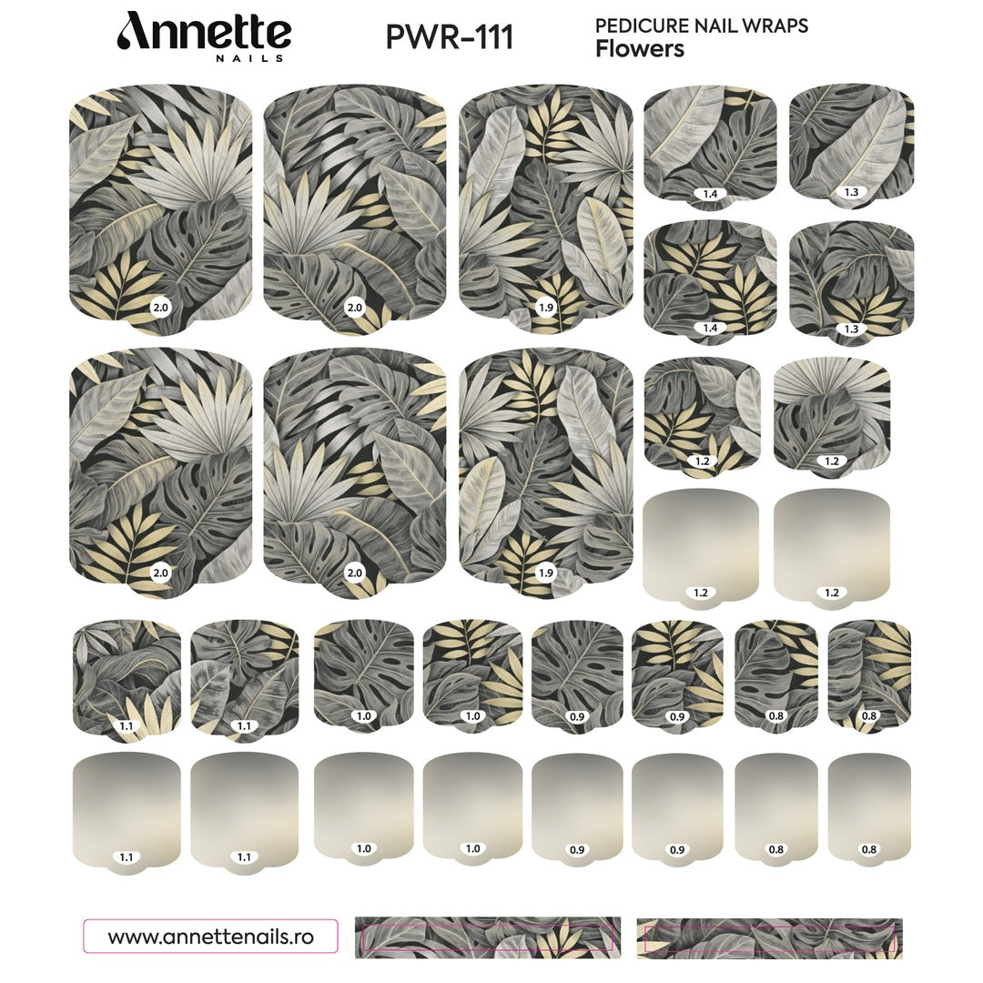Nail Wraps Pedichiura Flowers 111 Annette Nails PWR-111