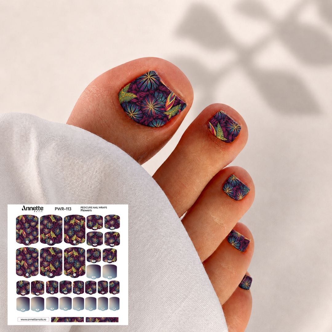 Nail Wraps Pedichiura Flowers 113 Annette Nails PWR-113