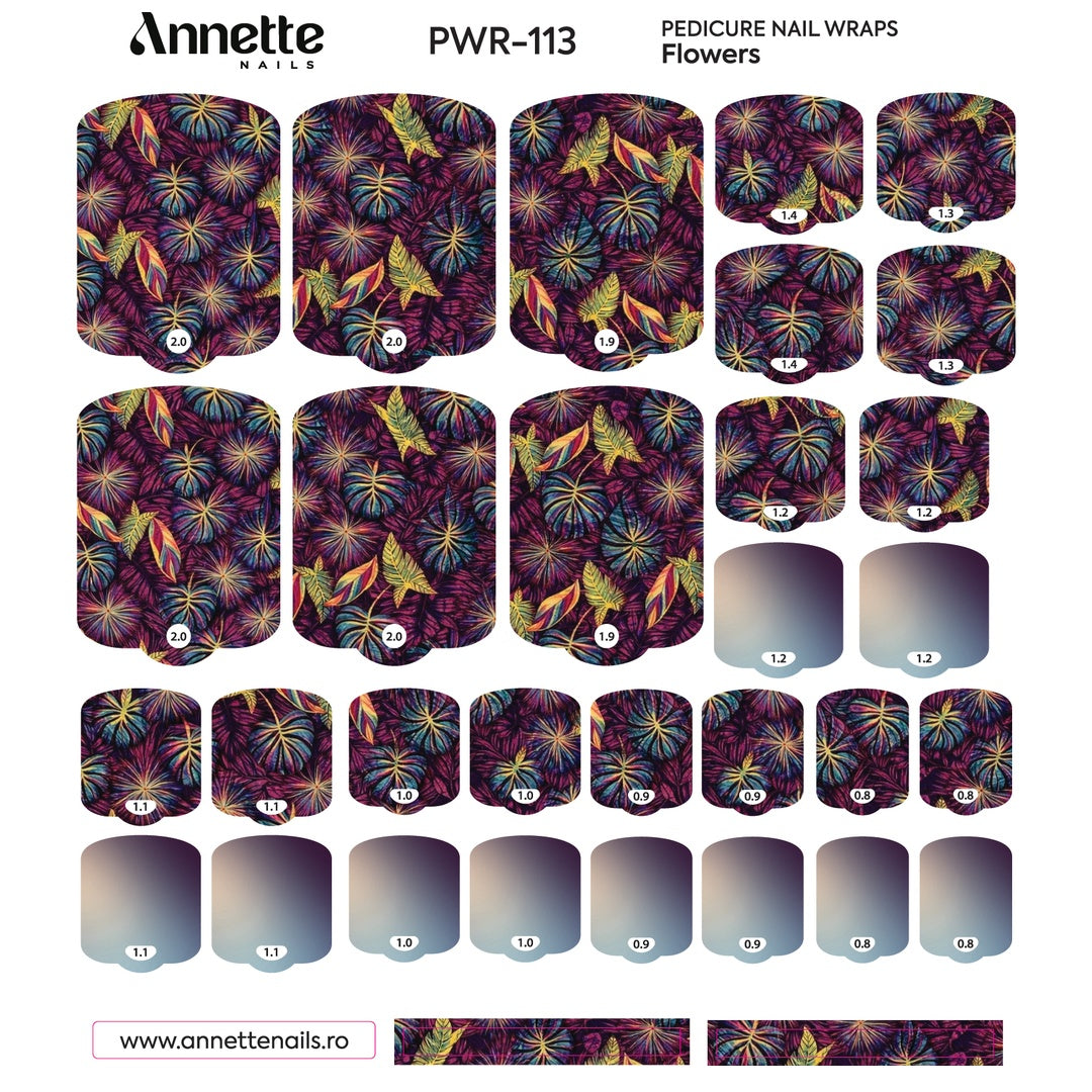Nail Wraps Pedichiura Flowers 113 Annette Nails PWR-113