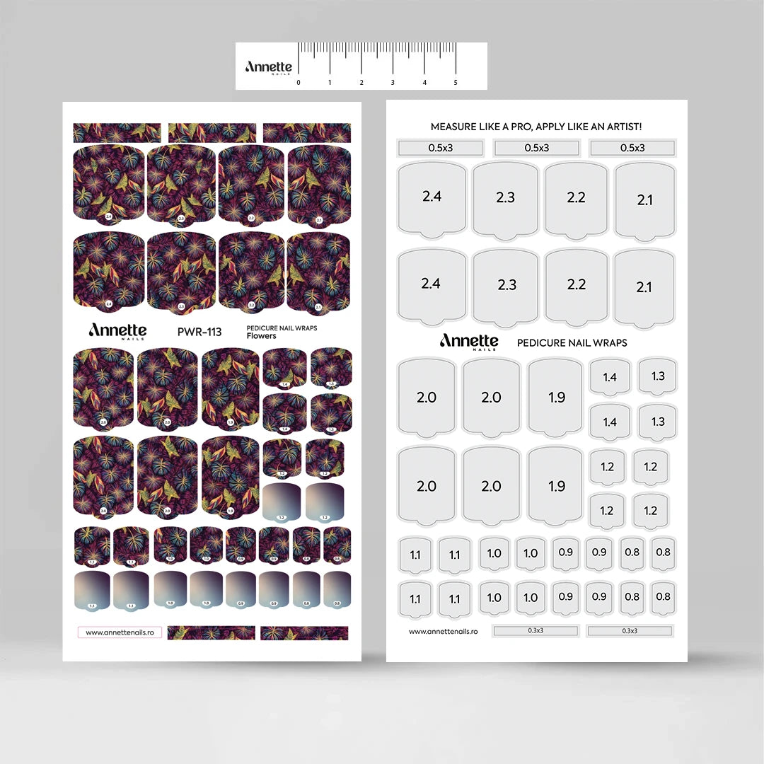 Nail Wraps Pedichiura Flowers 113 Annette Nails PWR-113