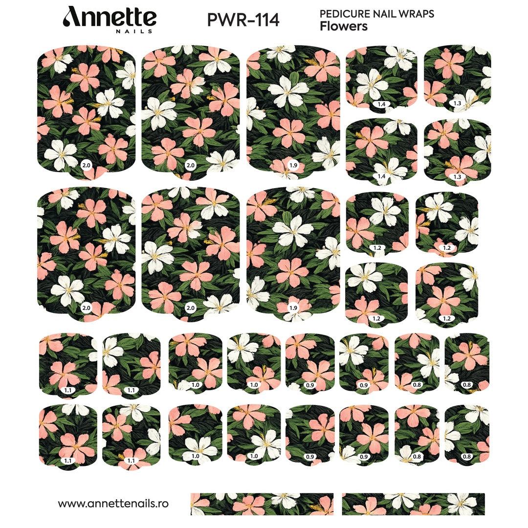 Nail Wraps Pedichiura Flowers 114 Annette Nails PWR-114