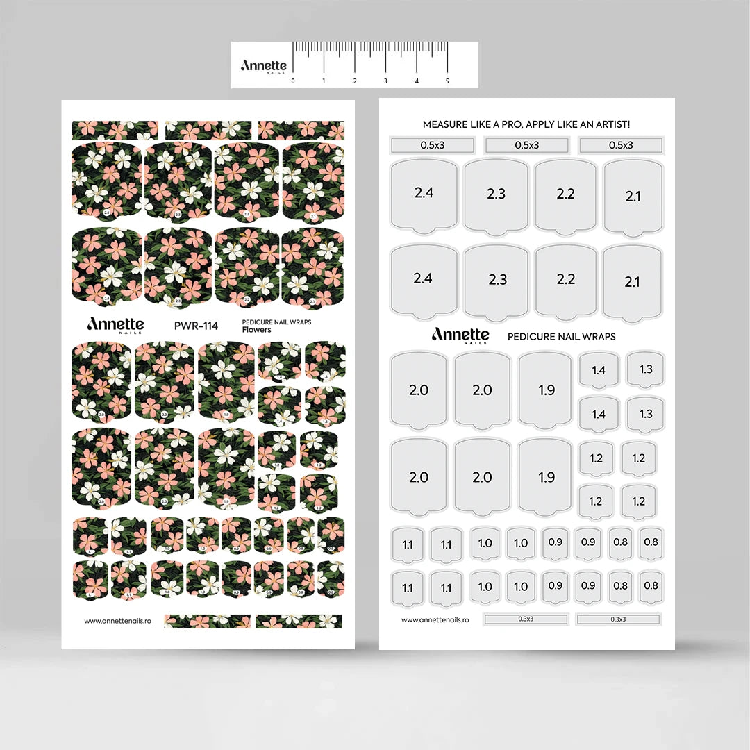 Nail Wraps Pedichiura Flowers 114 Annette Nails PWR-114