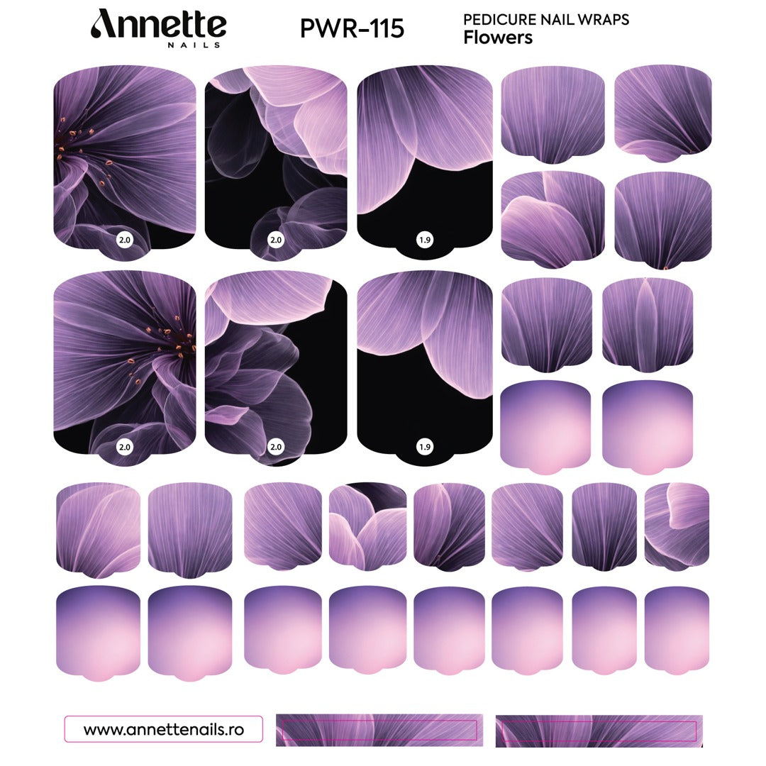 Nail Wraps Pedichiura Flowers 115 Annette Nails PWR-115