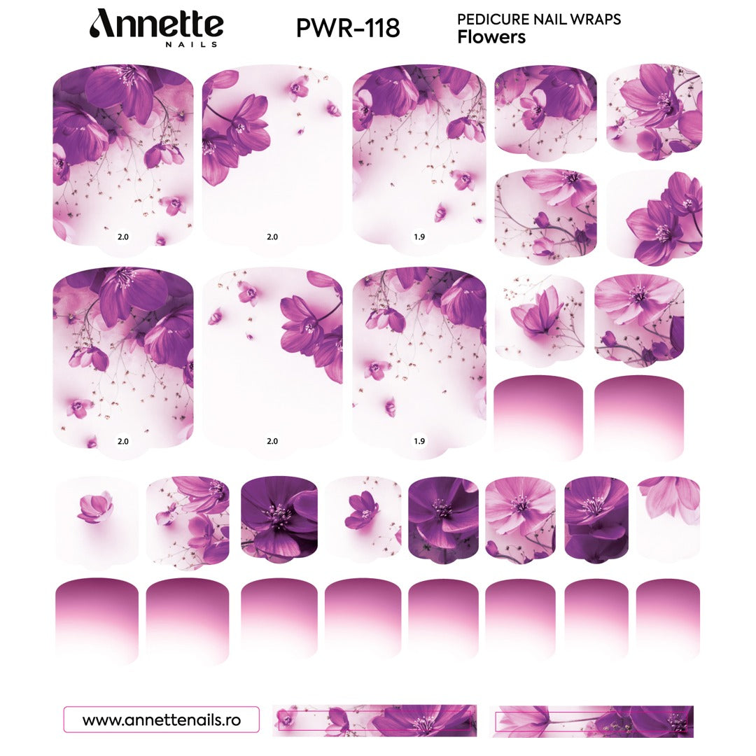 Nail Wraps Pedichiura Flowers 118 Annette Nails PWR-118