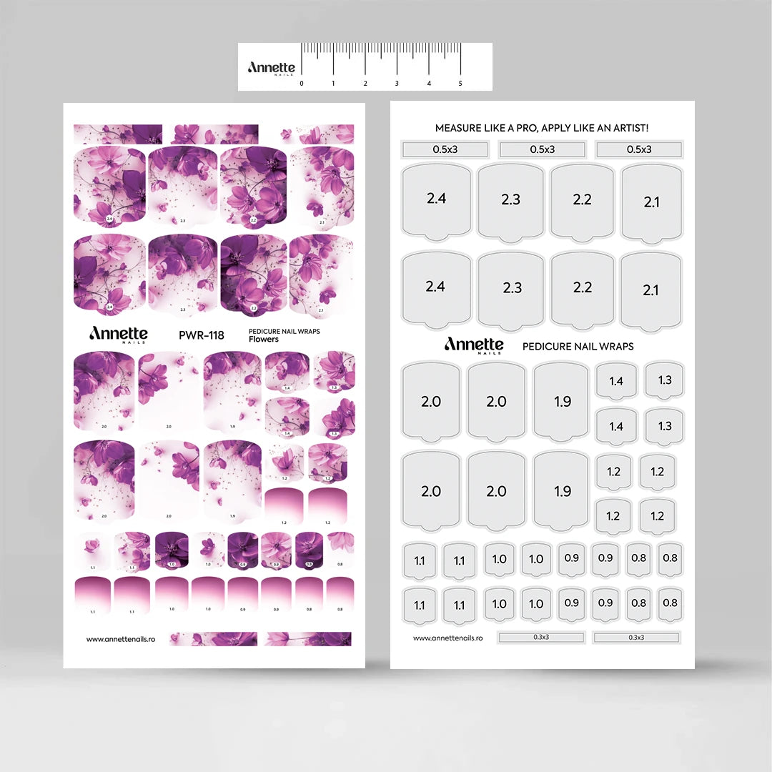 Nail Wraps Pedichiura Flowers 118 Annette Nails PWR-118
