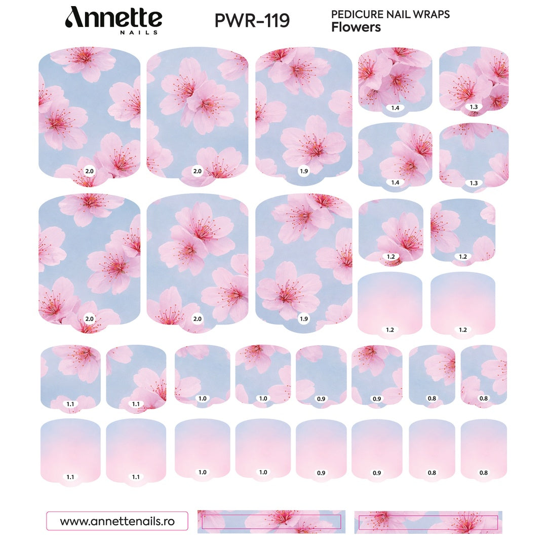 Nail Wraps Pedichiura Flowers 119 Annette Nails PWR-119