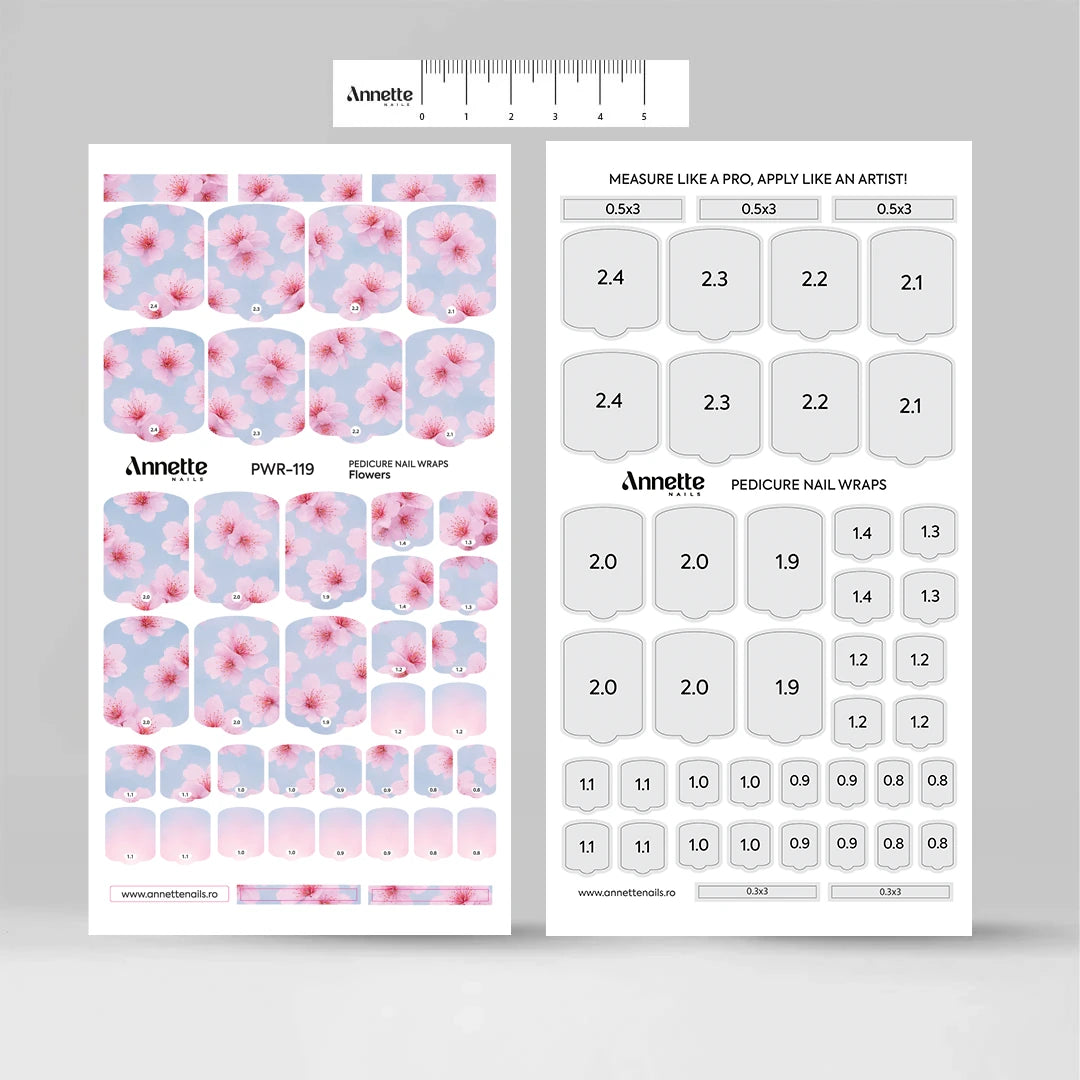 Nail Wraps Pedichiura Flowers 119 Annette Nails PWR-119