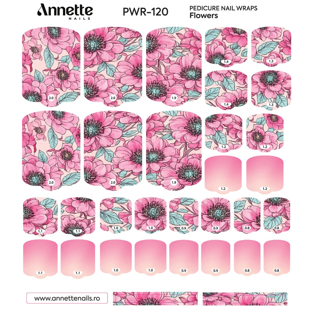 Nail Wraps Pedichiura Flowers 120 Annette Nails PWR-120