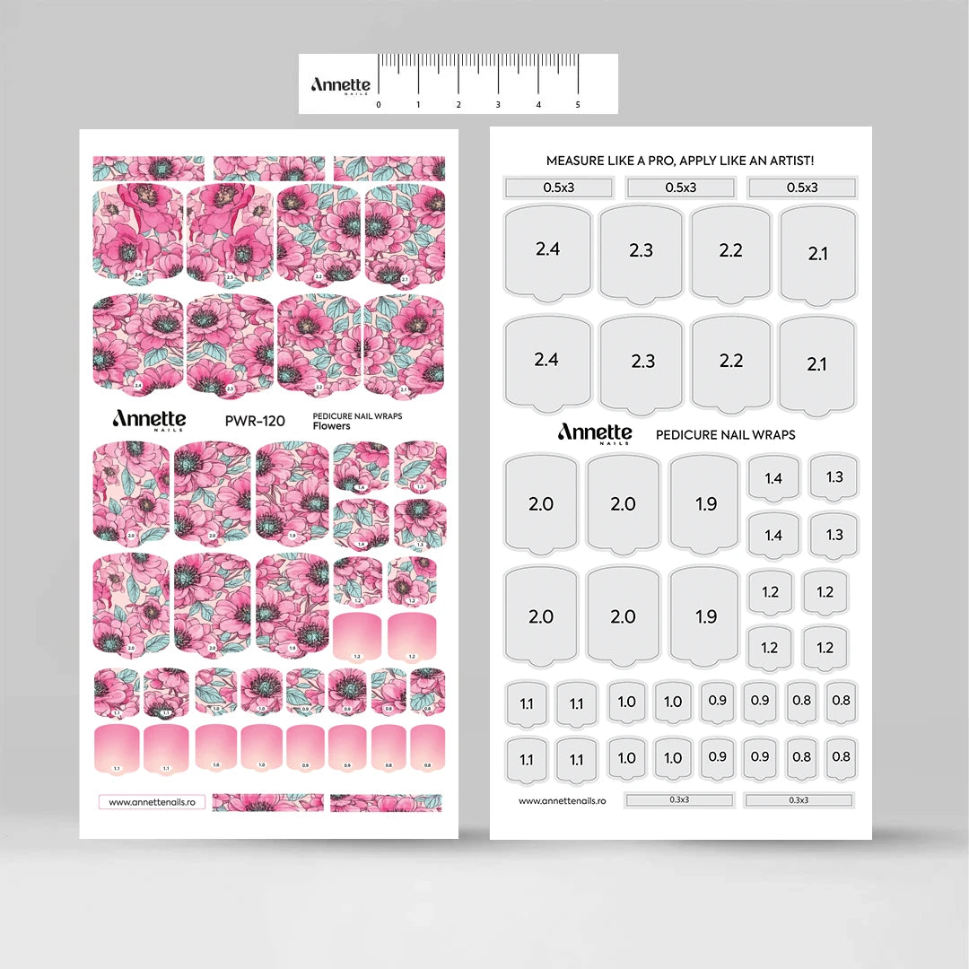 Nail Wraps Pedichiura Flowers 120 Annette Nails PWR-120