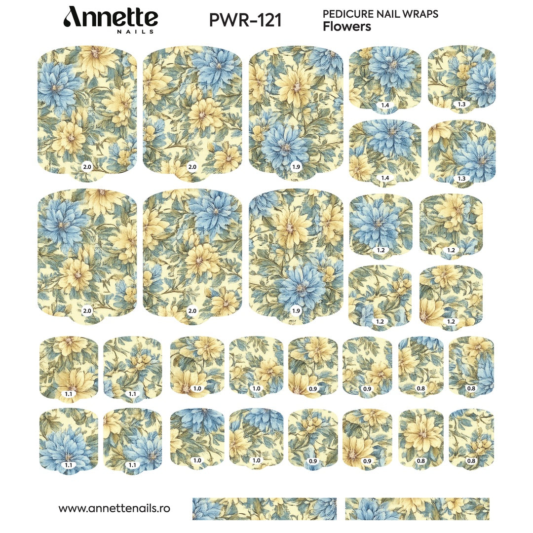 Nail Wraps Pedichiura Flowers 121 Annette Nails PWR-121