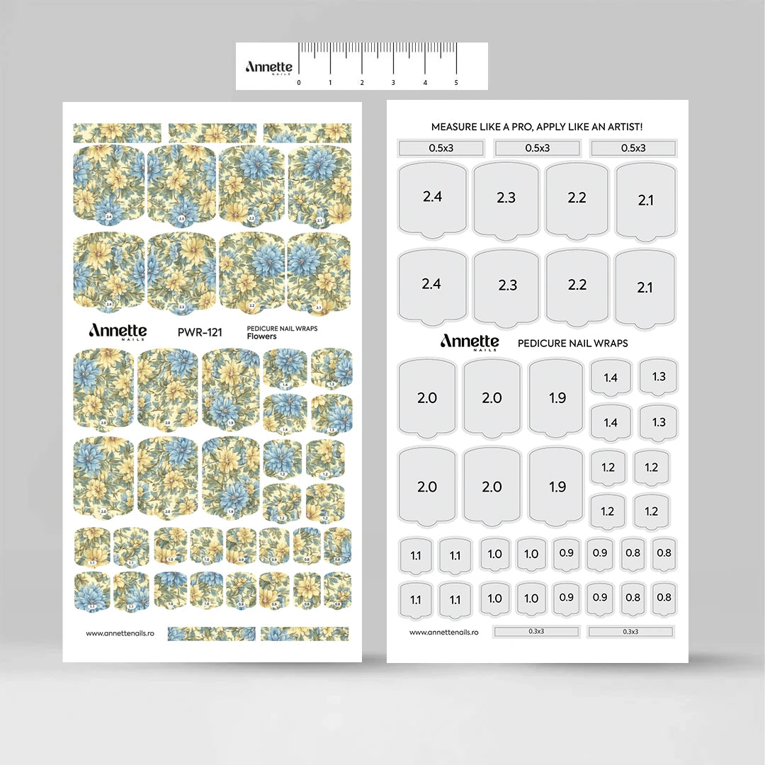 Nail Wraps Pedichiura Flowers 121 Annette Nails PWR-121
