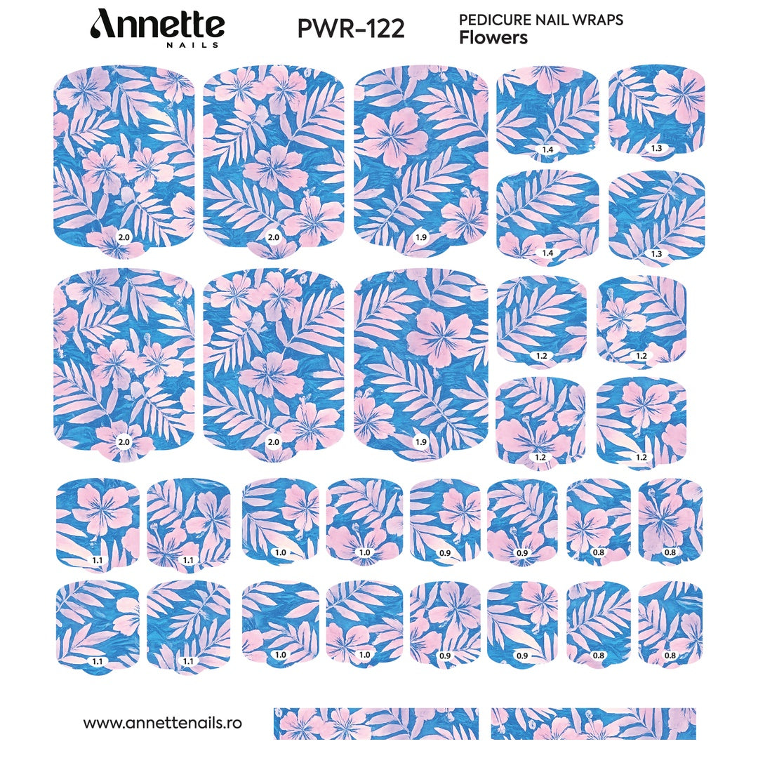 Nail Wraps Pedichiura Flowers 122 Annette Nails PWR-122