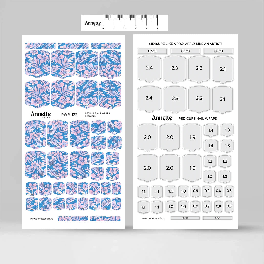 Nail Wraps Pedichiura Flowers 122 Annette Nails PWR-122