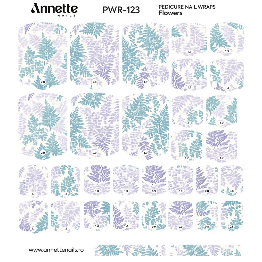 Nail Wraps Pedichiura Flowers 123 Annette Nails PWR-123