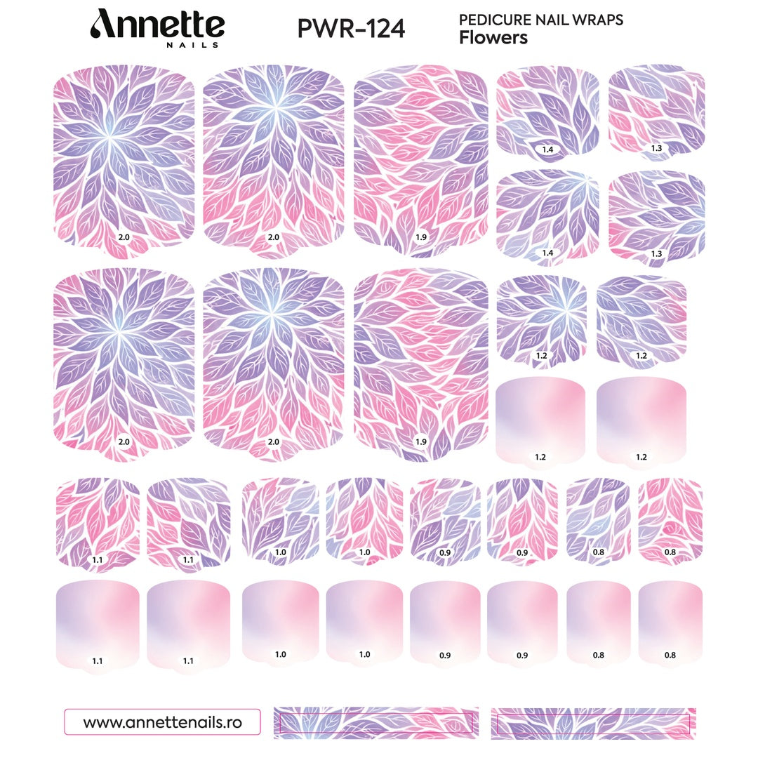 Nail Wraps Pedichiura Flowers 124 Annette Nails PWR-124