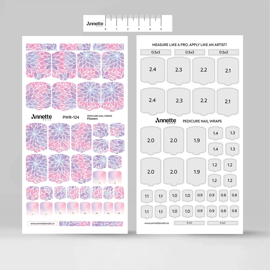 Nail Wraps Pedichiura Flowers 124 Annette Nails PWR-124