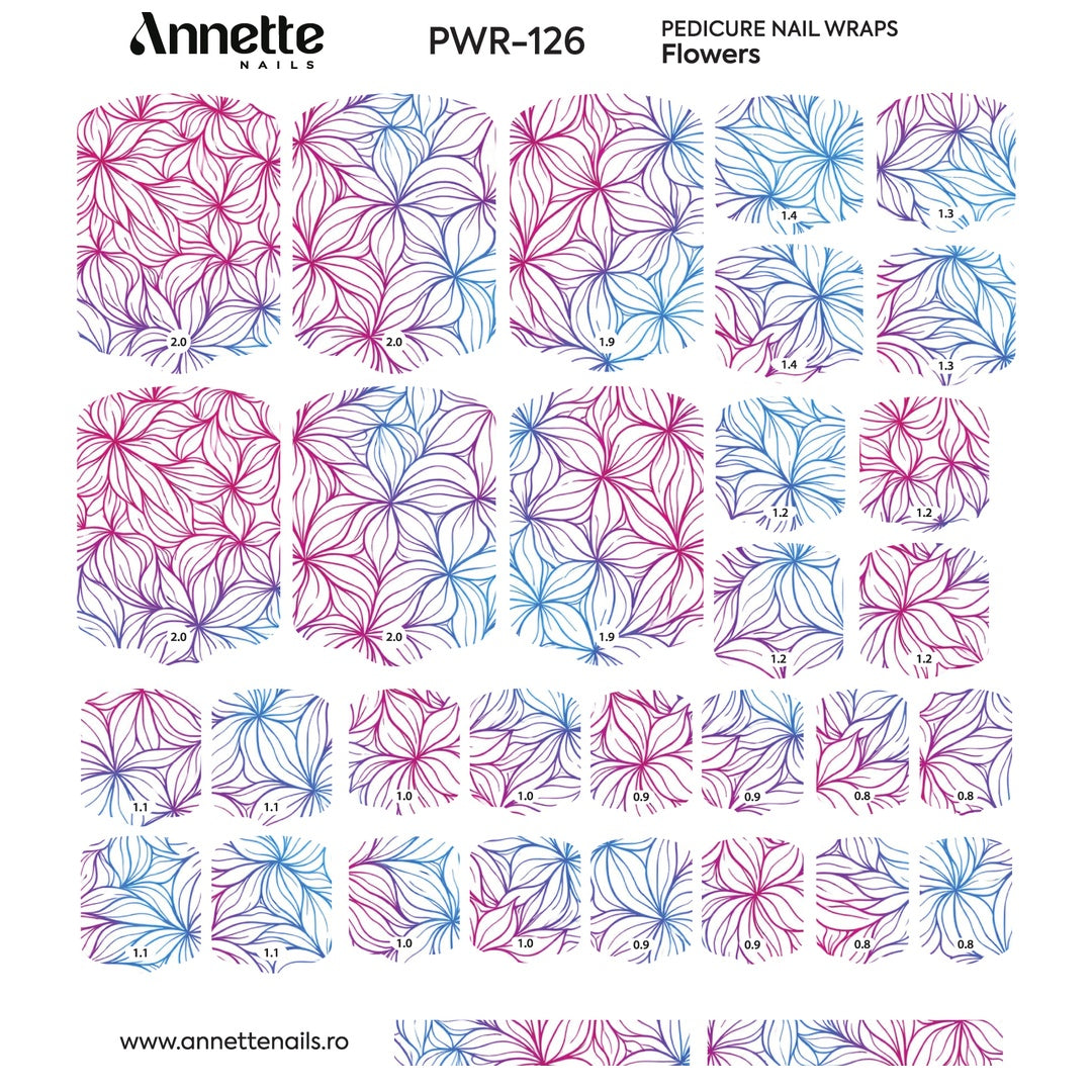 Nail Wraps Pedichiura Flowers 126 Annette Nails PWR-126