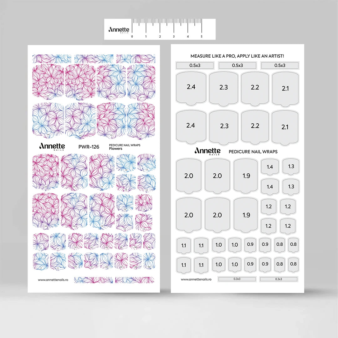 Nail Wraps Pedichiura Flowers 126 Annette Nails PWR-126