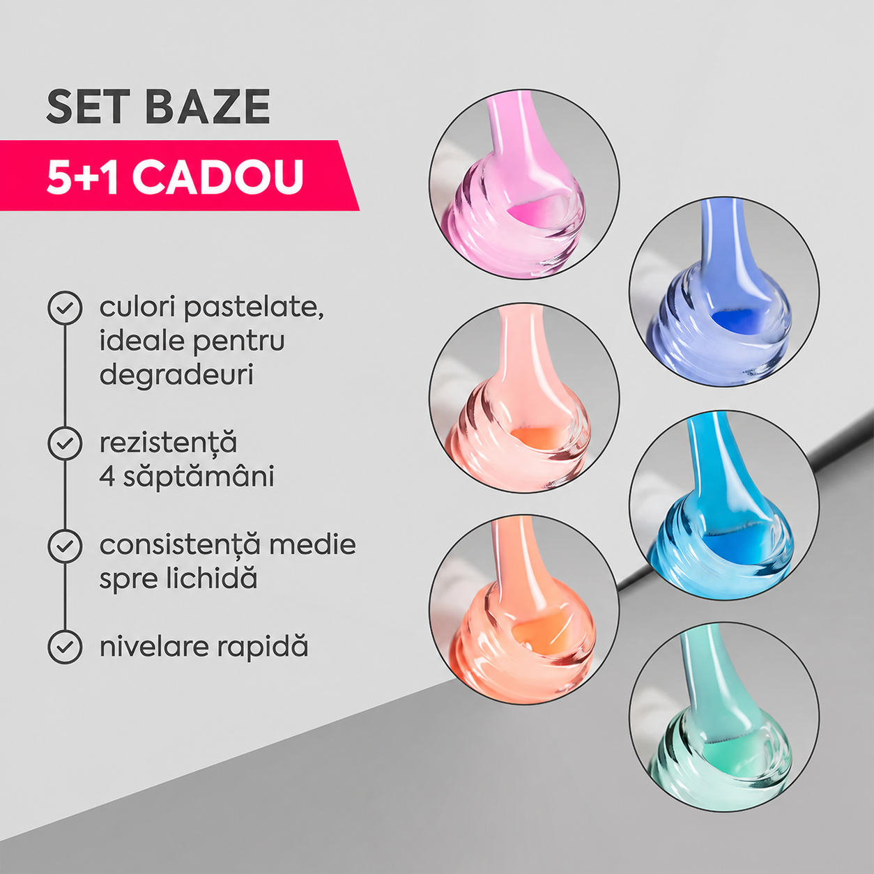 Colectie 5+1 Cadou Baze Rubber Color Annette Nails