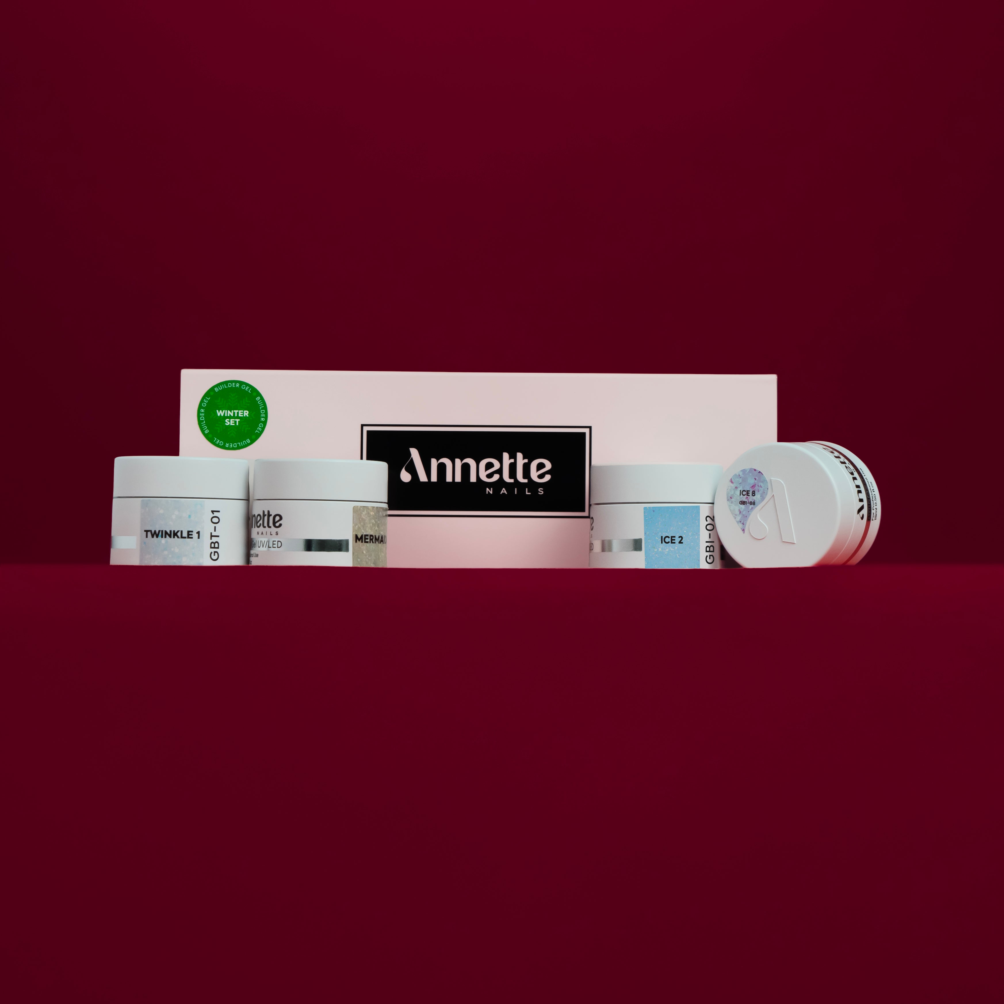 Winter Set Gel Unghii Constructie cu Efect 4 x 15ml Annette Nails GBK-02-S4-15