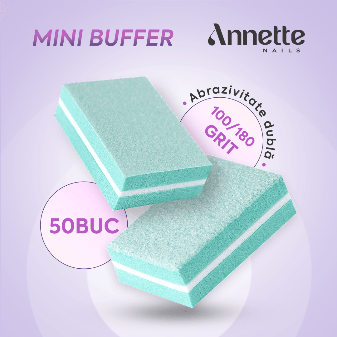 Set Mini Buffer 50 buc 100/180 grit Turcoaz Annette Nails MBF-01T-S50